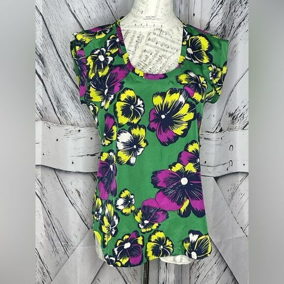 J. Crew Tops - J. Crew green floral top 4